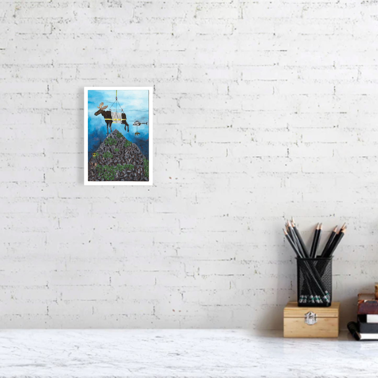 "Flying moose" Animal painting available as print