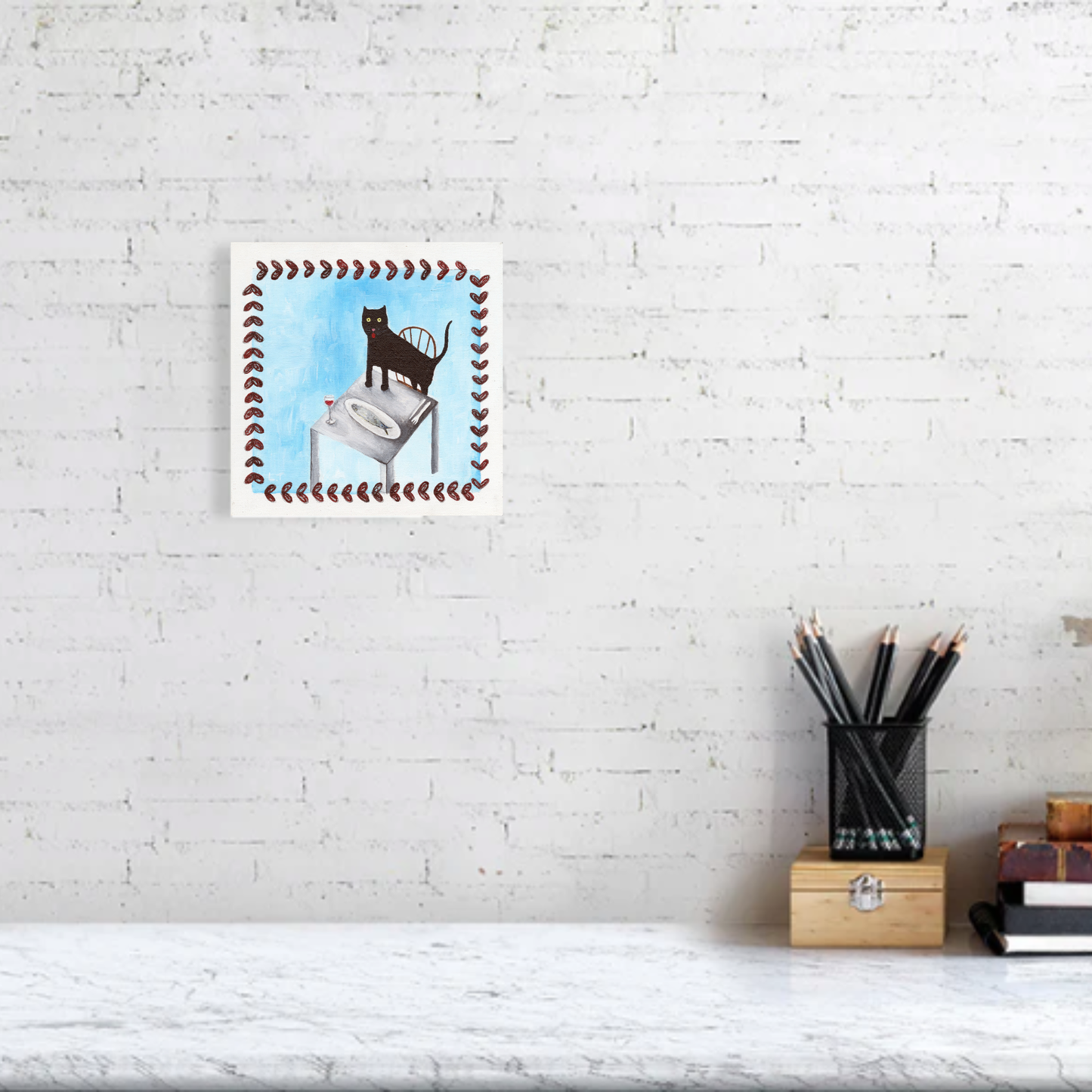 "Kitty wants dinner" Animal painting available as print