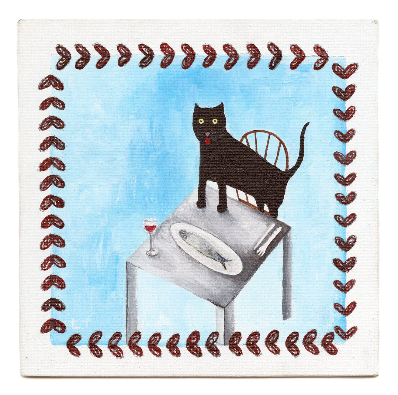 "Kitty wants dinner" Animal painting available as print