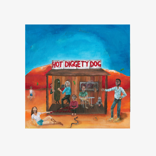 “Hot Diggety Dog” Figurative acrylic painting