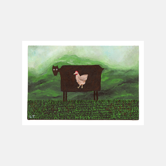 "The lost hen" Animal acrylic painting