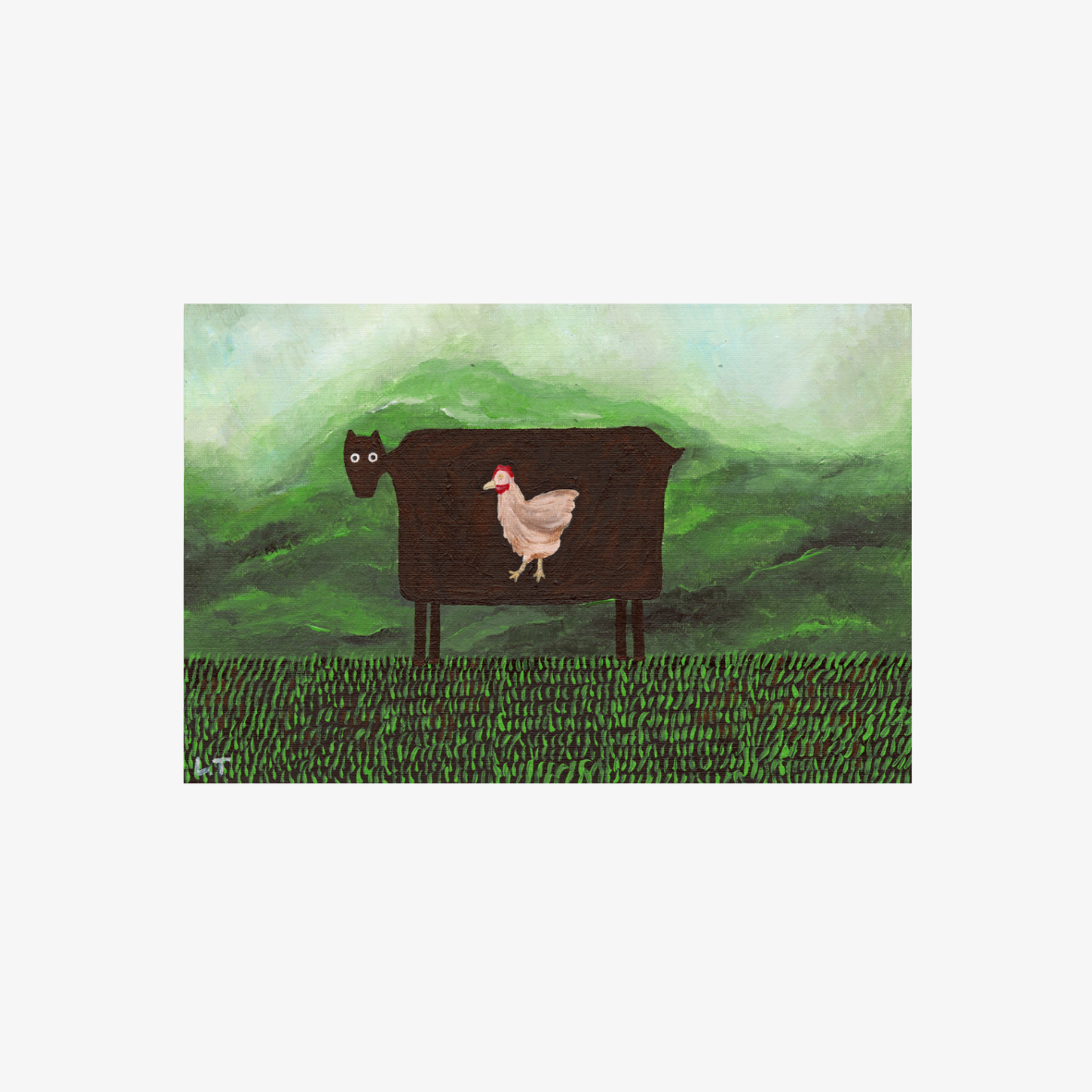 "The lost hen" Animal acrylic painting