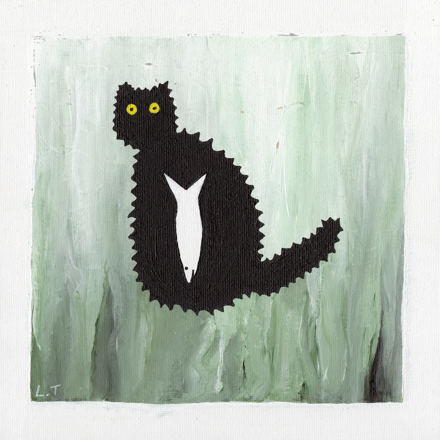 "Kitty caught a fish" Animal painting available as print
