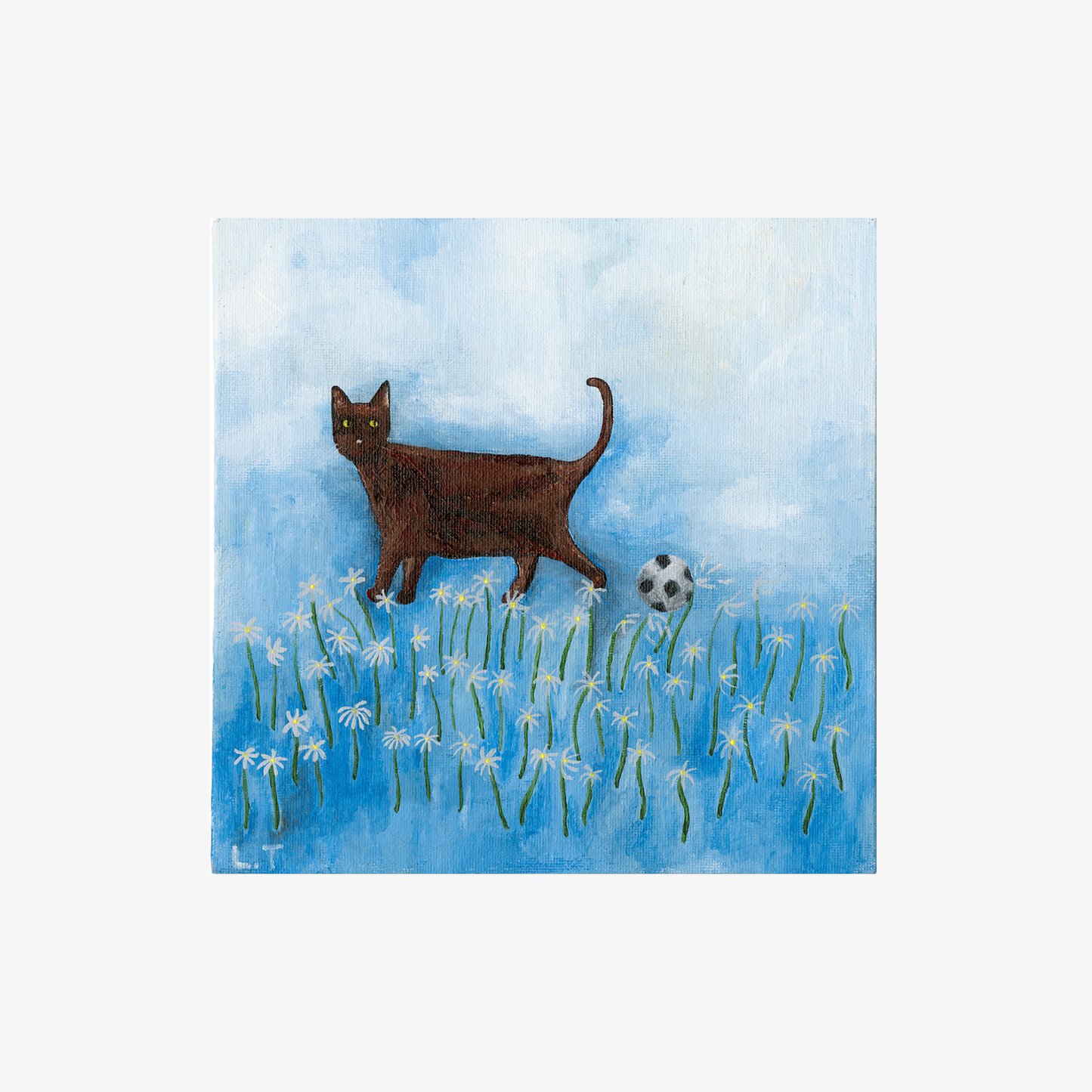 "Kitty kicks" Animal acrylic painting
