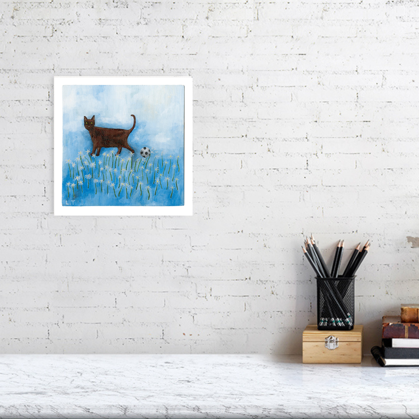 "Kitty kicks" Animal painting available as print