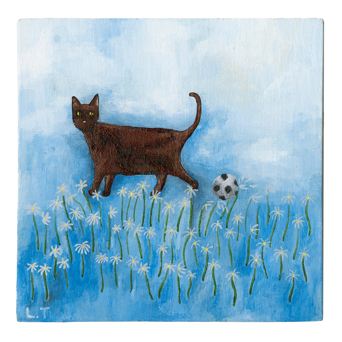 "Kitty kicks" Animal painting available as print