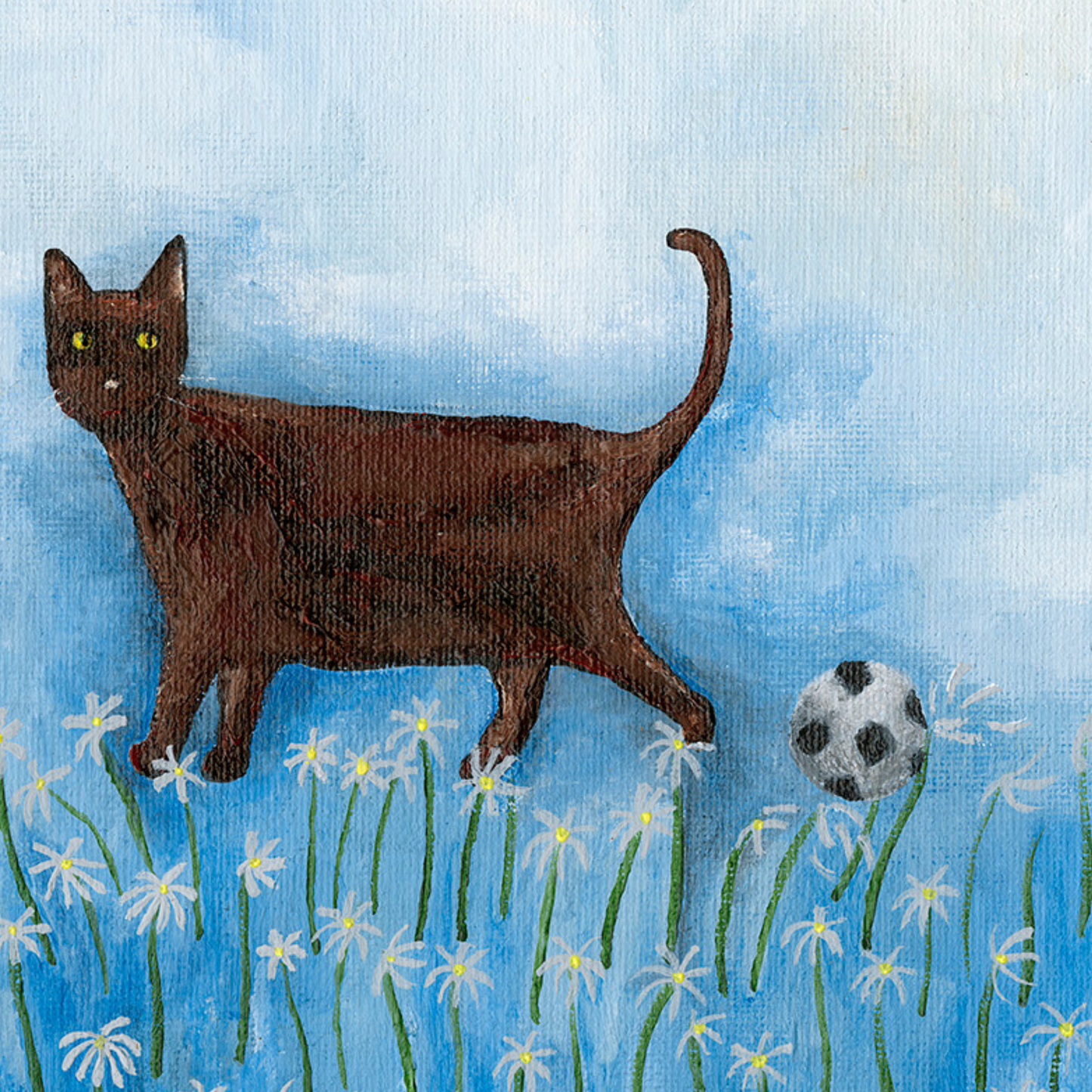 "Kitty kicks" Animal acrylic painting