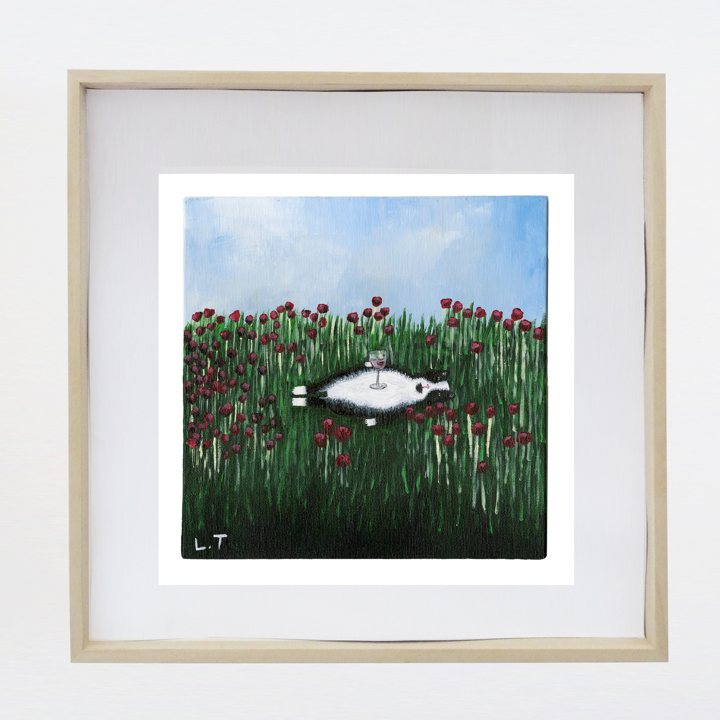 "Kitty likes a lie down" Animal painting available as print