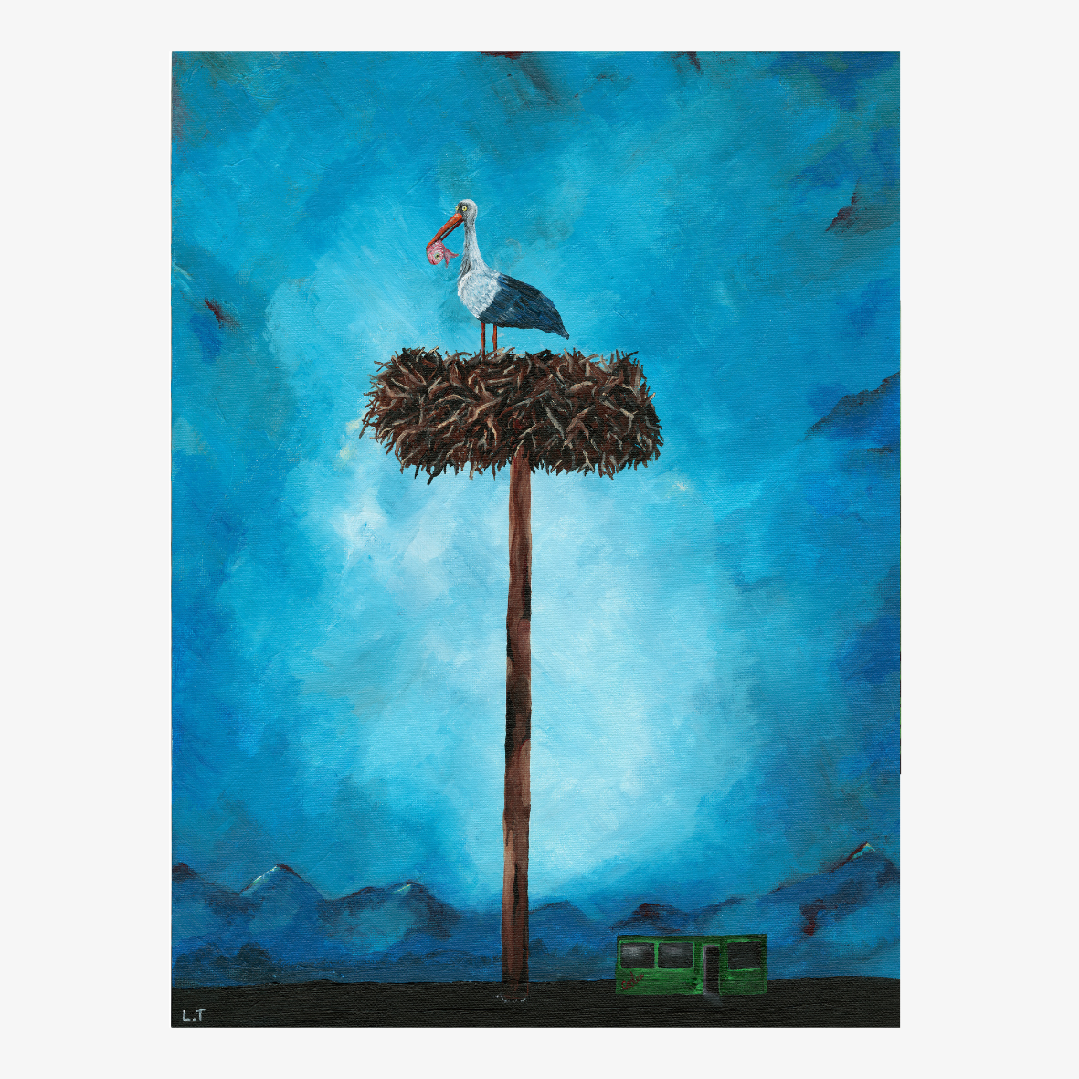 "Stalk in the sky" Animal acrylic painting