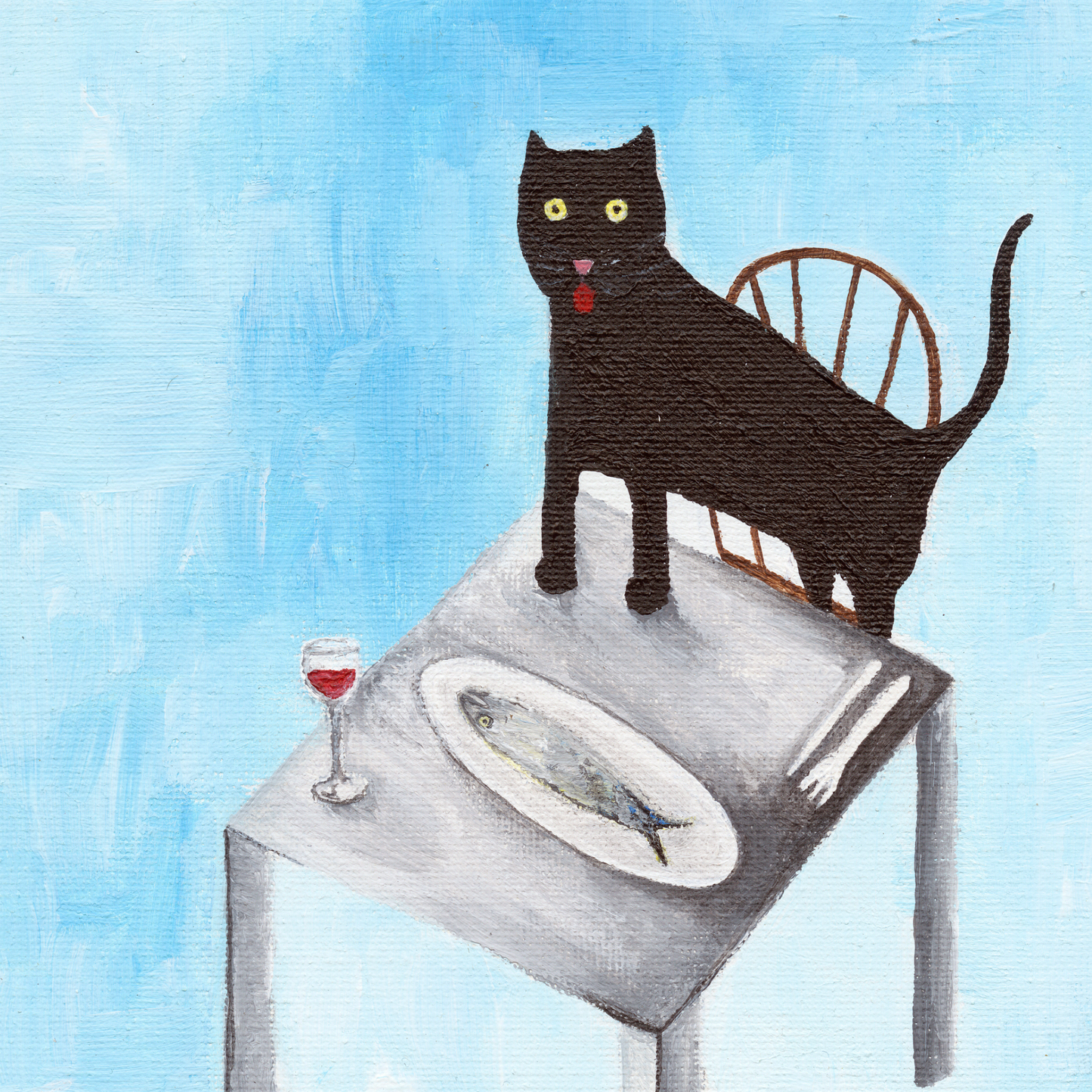 "Kitty wants dinner" Animal painting available as print