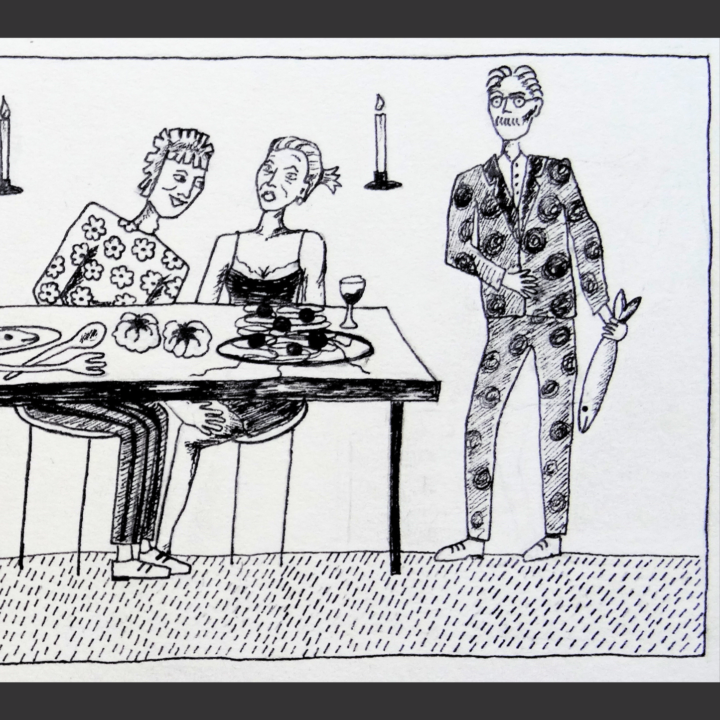 "Dinner party" illustration available as print