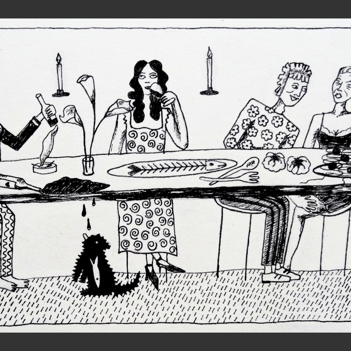 "Dinner party" illustration available as print