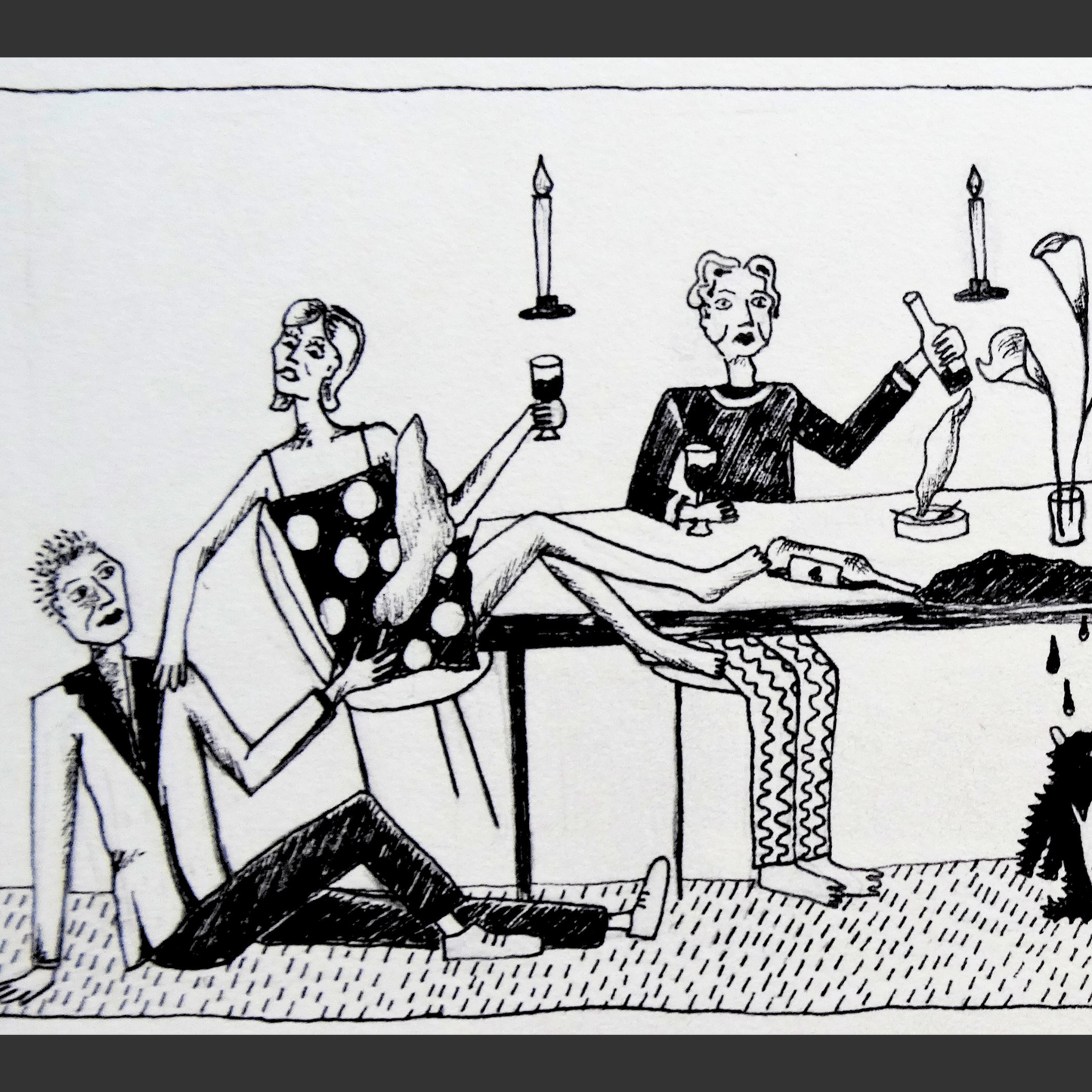 "Dinner party" illustration available as print