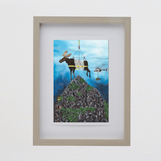 "Flying moose" Animal painting available as print